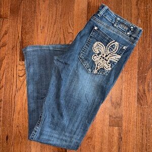 Zenim Denim Classic Straight Blue Jeans Mid Low Rise Waist 33.5” Size 14